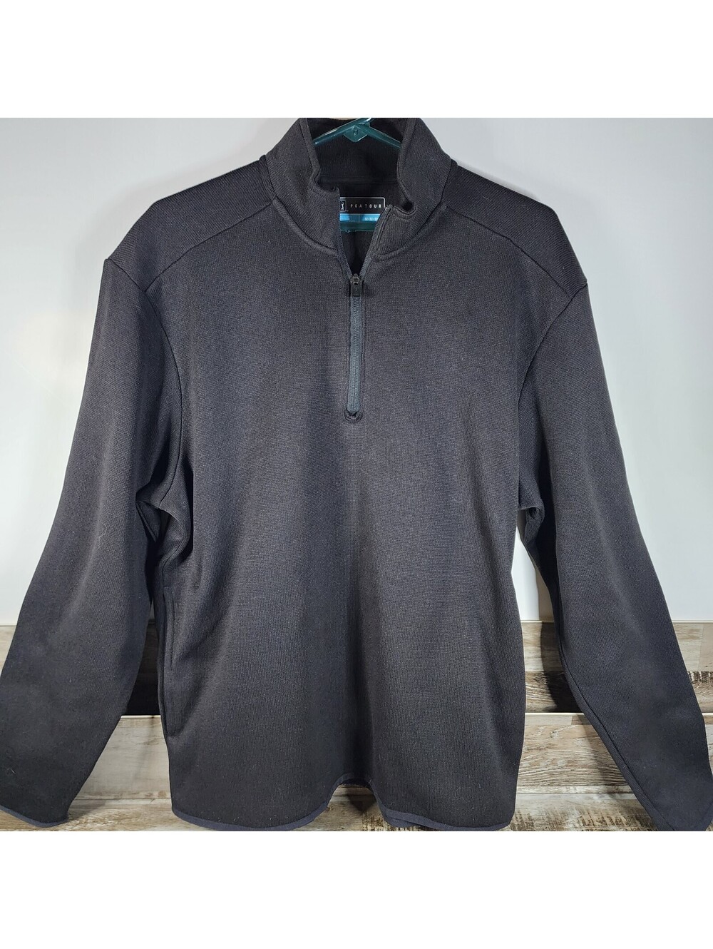 PGA Tour Golf Mens Black 1/4 Zip Fleece Lined Pullover - Size Medium - Excellent